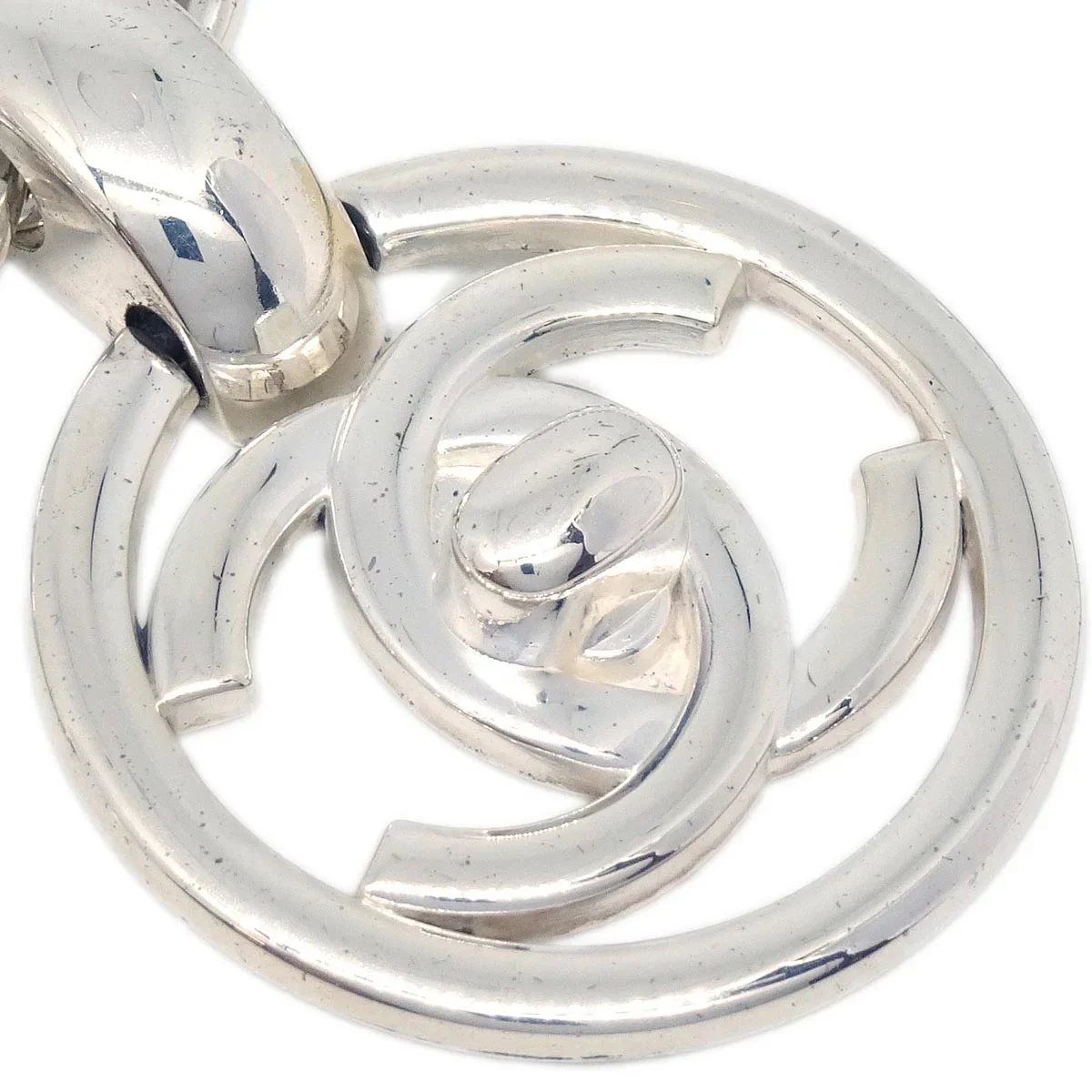 Chanel Turnlock Medallion Chain Pendant Necklace Silver 97P - Image 3