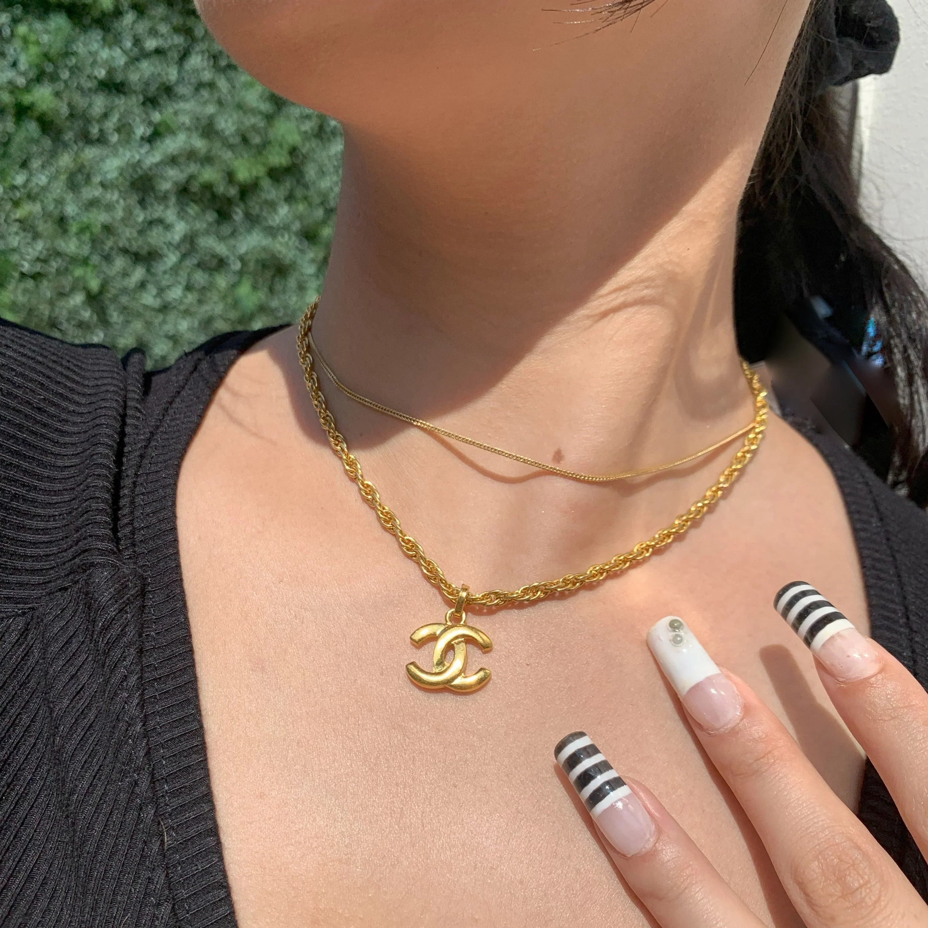 Chanel Gold CC Chain Pendant Necklace - Image 5