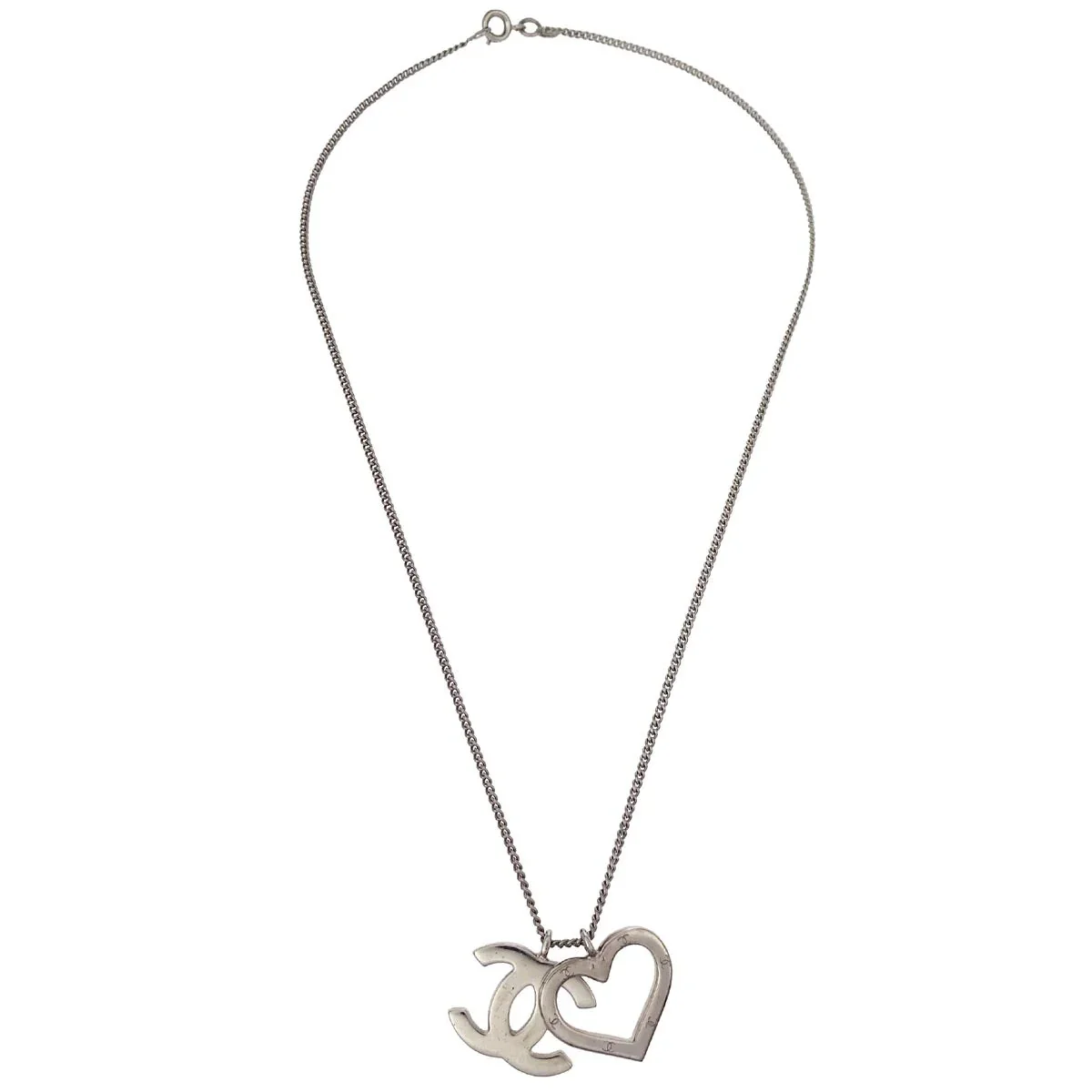 Chanel Heart Silver Chain Necklace 04P - Image 2
