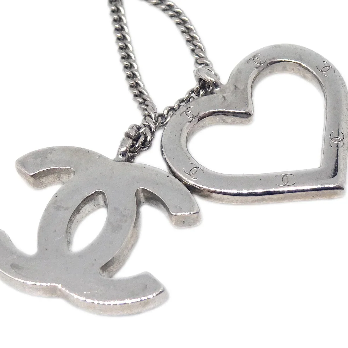 Chanel Heart Silver Chain Necklace 04P - Image 3