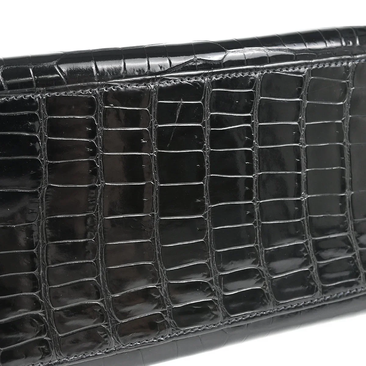 Hermes * 1993 Black Porosus Crocodile Kelly 32 Sellier Handbag - Image 3