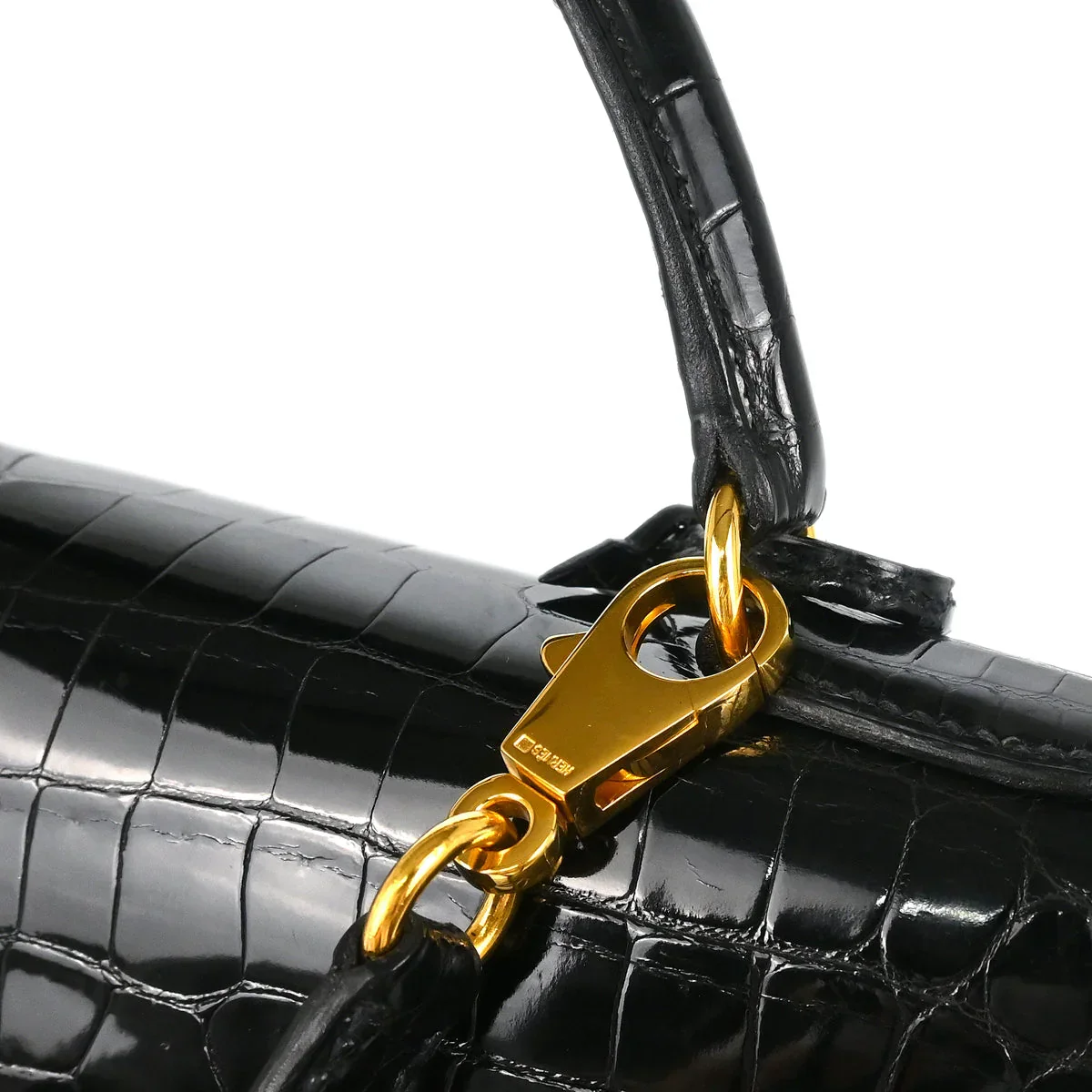 Hermes * 1993 Black Porosus Crocodile Kelly 32 Sellier Handbag - Image 5