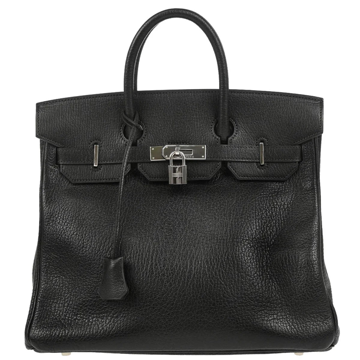 Hermes 2003 Black Chevre Haut a Courroies 32 Handbag