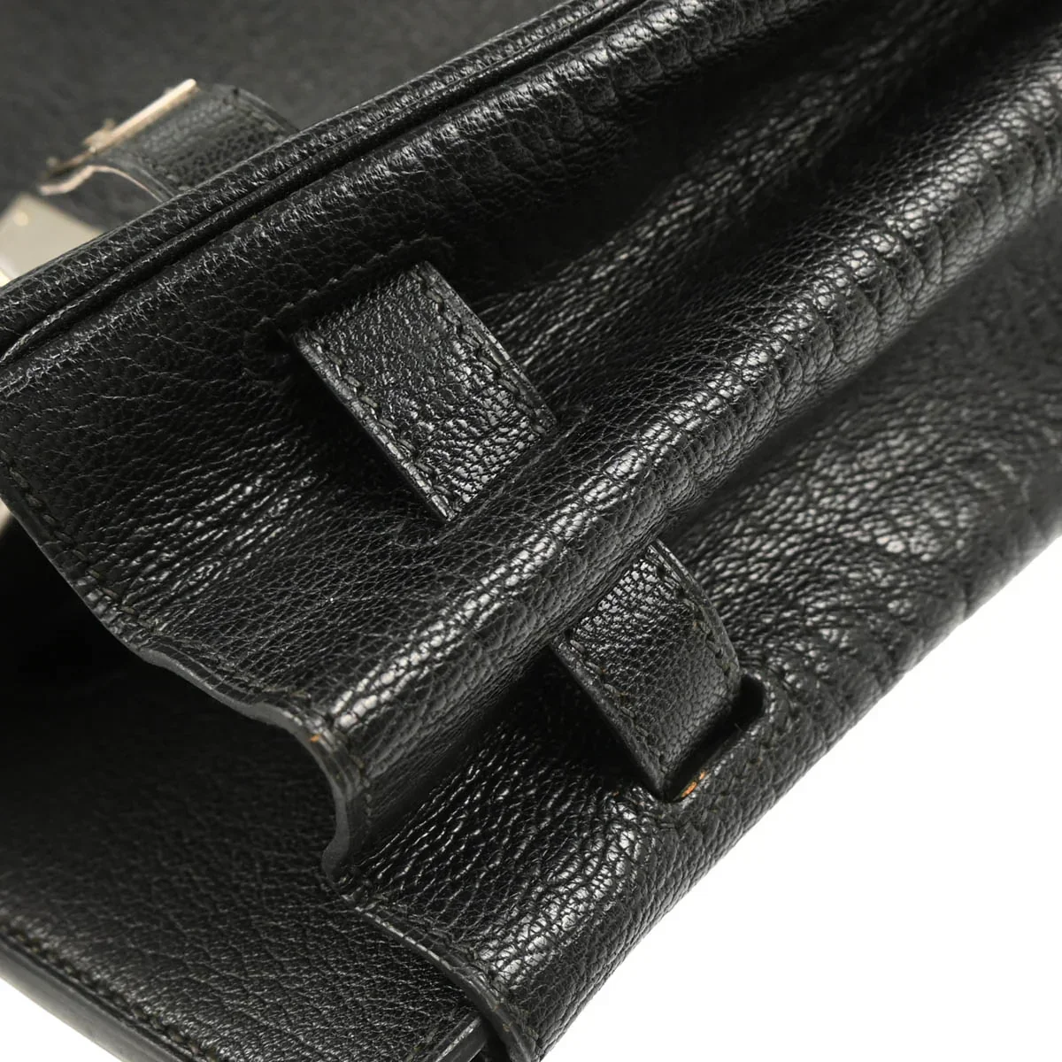 Hermes 2003 Black Chevre Haut a Courroies 32 Handbag - Image 6