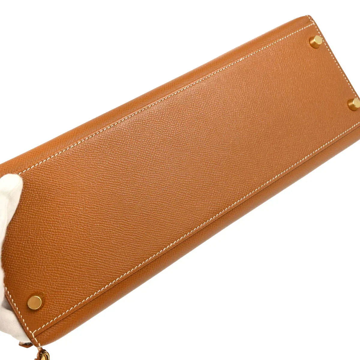 Hermes 1997 Gold Courchevel Kelly 32 Sellier 2way Shoulder Handbag - Image 5