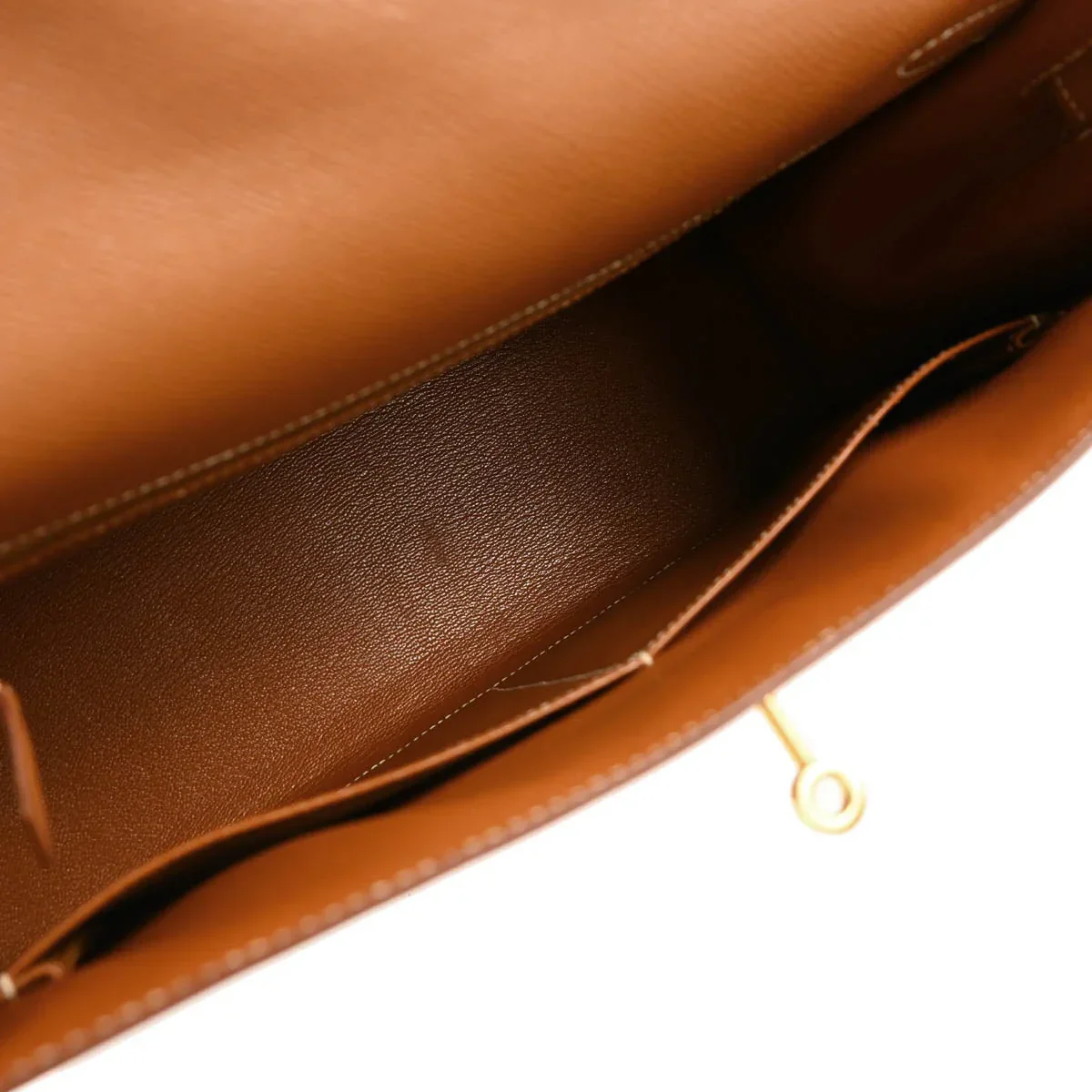 Hermes 1997 Gold Courchevel Kelly 32 Sellier 2way Shoulder Handbag - Image 9
