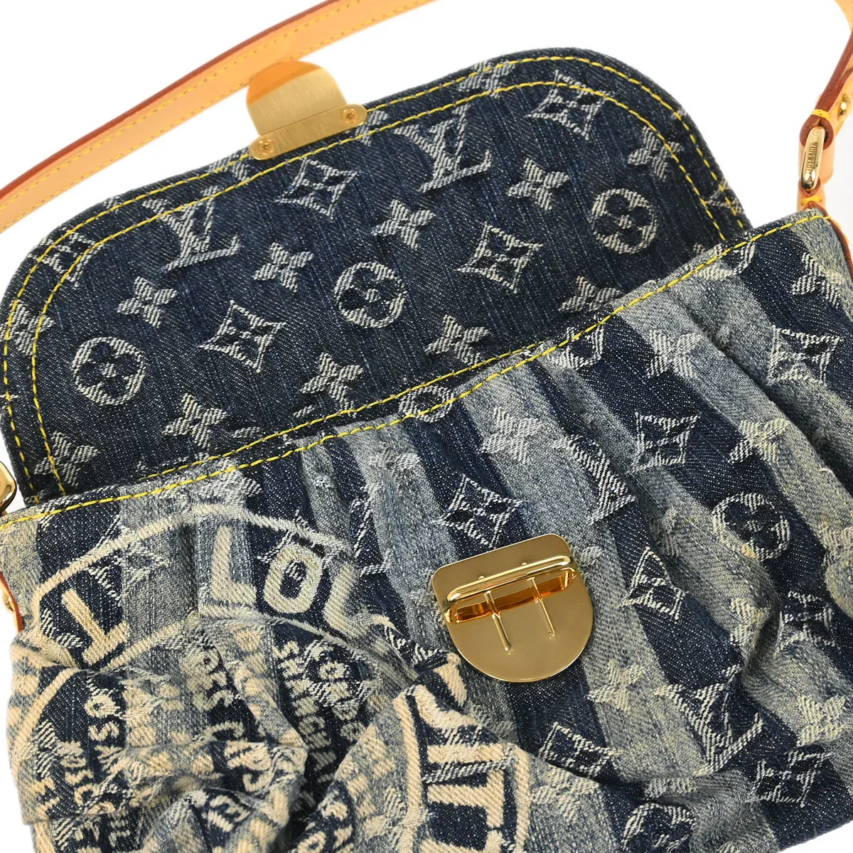 Louis Vuitton 2006 Blue Monogram Denim Mini Pleaty Raye Handbag M95333 - Image 7
