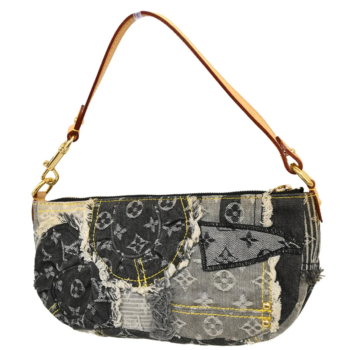 Louis Vuitton 2007 Gray Monogram Denim Patchwork Pouchy Handbag M95383 - Image 2