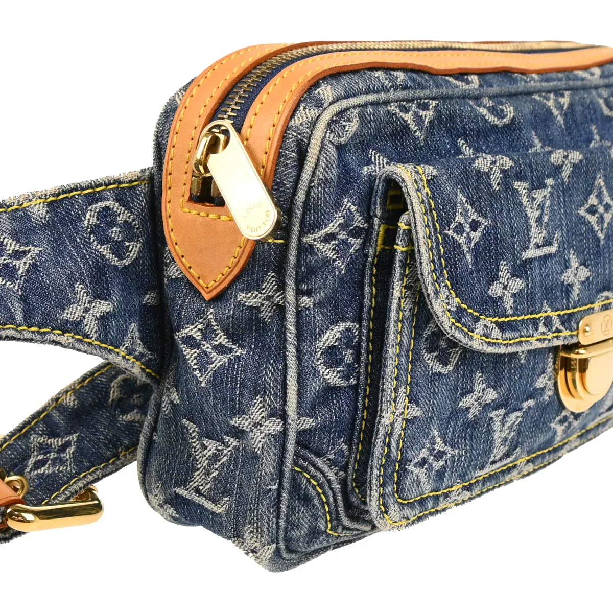 Louis Vuitton 2007 Blue Monogram Denim Bum Bag Waist Pouch M95347 - Image 3