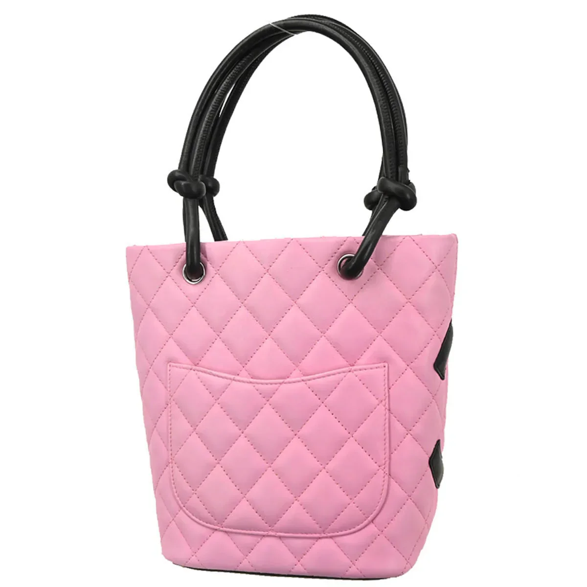 Chanel 2003-2004 Pink Black Calfskin Cambon Ligne Tote Handbag - Image 2