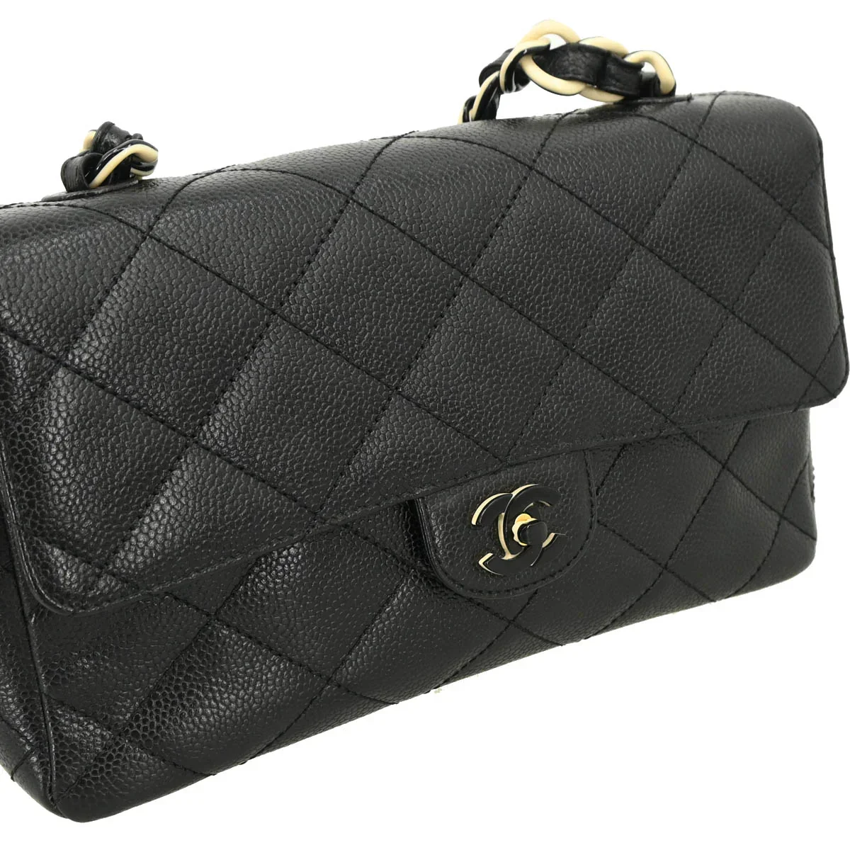 Chanel 1996-1997 Black Caviar Single Flap Shoulder Bag - Image 3