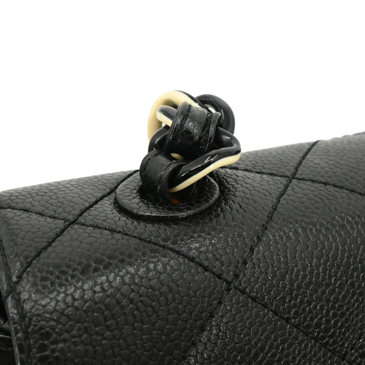 Chanel 1996-1997 Black Caviar Single Flap Shoulder Bag - Image 7