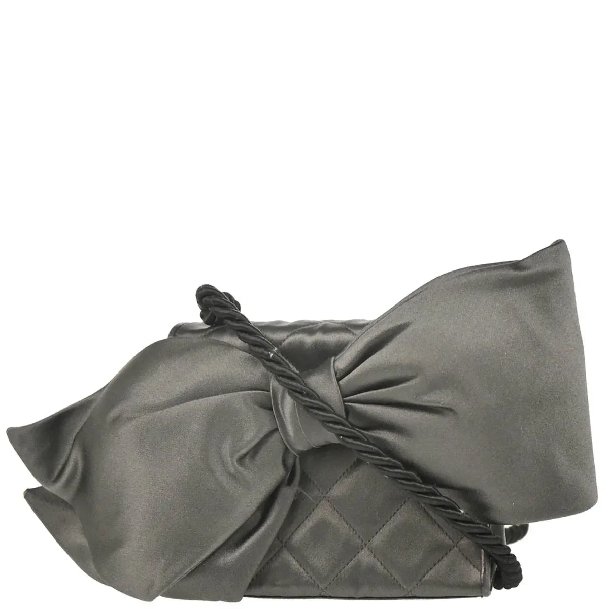 Chanel 1991-1994 Gray Satin Straight Flap Shoulder Bag - Image 2