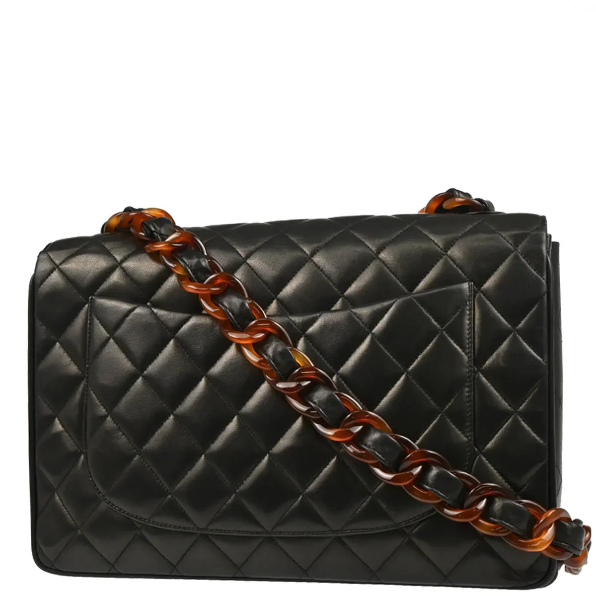 Chanel 1994-1996 Black Lambskin Jumbo Classic Flap Shoulder Bag - Image 2