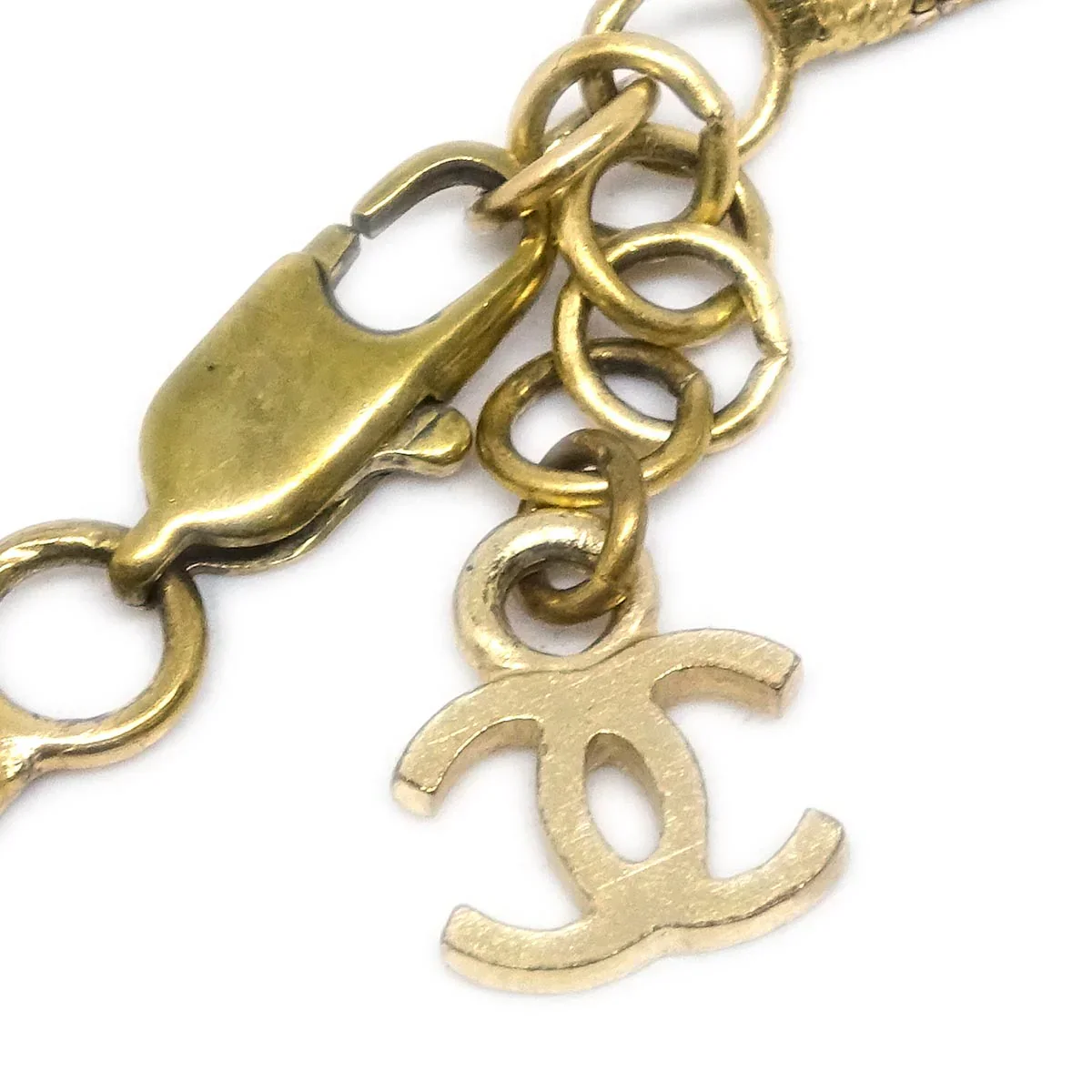 Chanel Heart CC Chain Bracelet Gold Rhinestone 01P - Image 3
