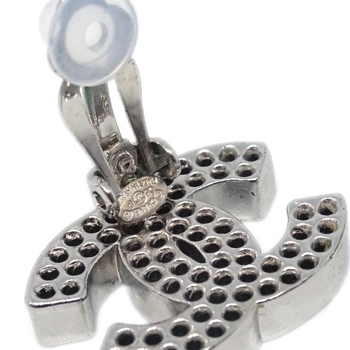 Chanel CC Earrings Clip-On Silver 03P - Image 4