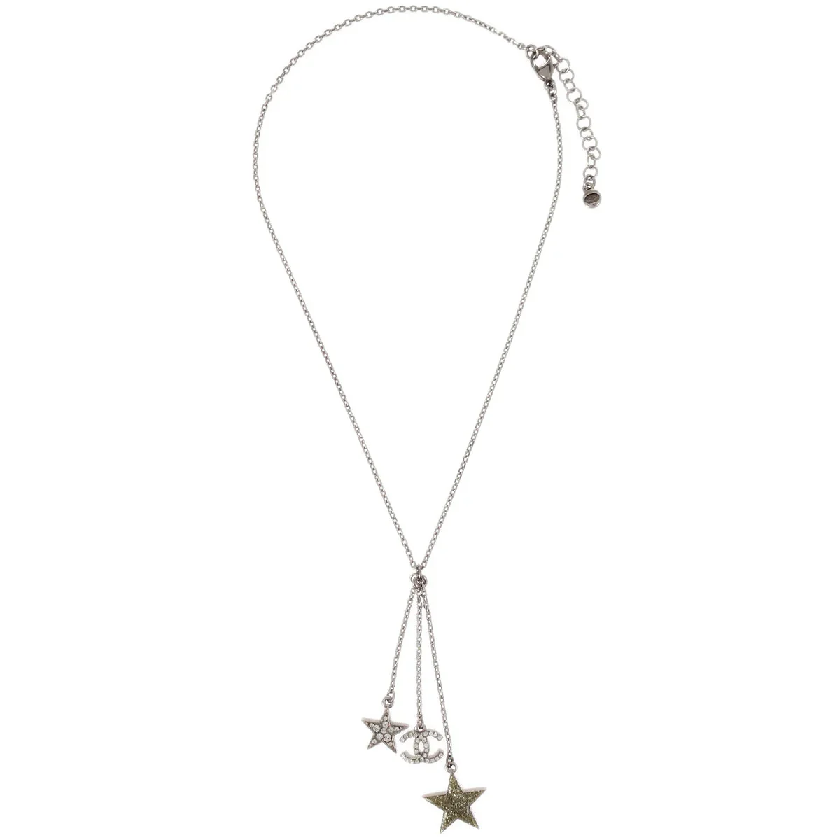 Chanel Chain Necklace Pendant Rhinestone Silver 08P - Image 2