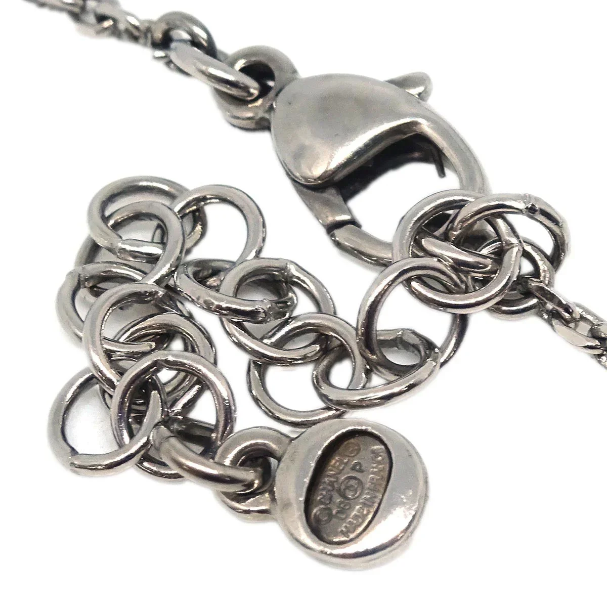 Chanel Chain Necklace Pendant Rhinestone Silver 08P - Image 4
