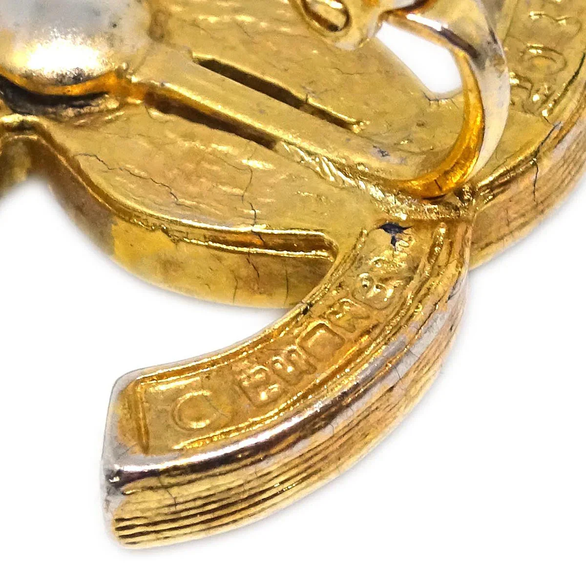 Chanel Gold CC Earrings Clip-On Rhinestone 2084 - Image 4
