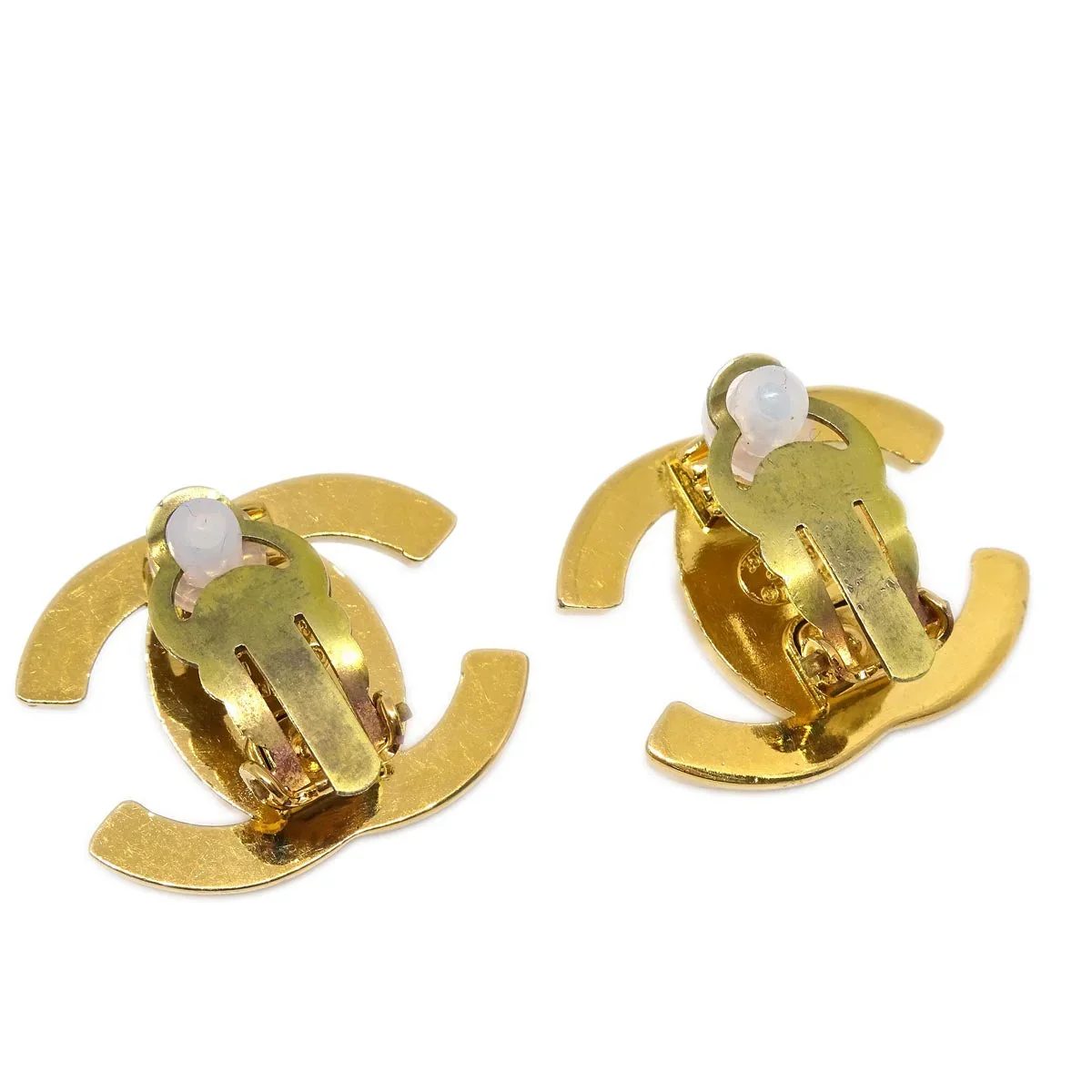 Chanel CC Turnlock Earrings Clip-On Gold Large 96P - Image 3