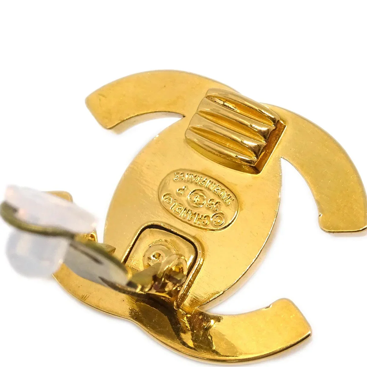 Chanel CC Turnlock Earrings Clip-On Gold Large 96P - Image 4
