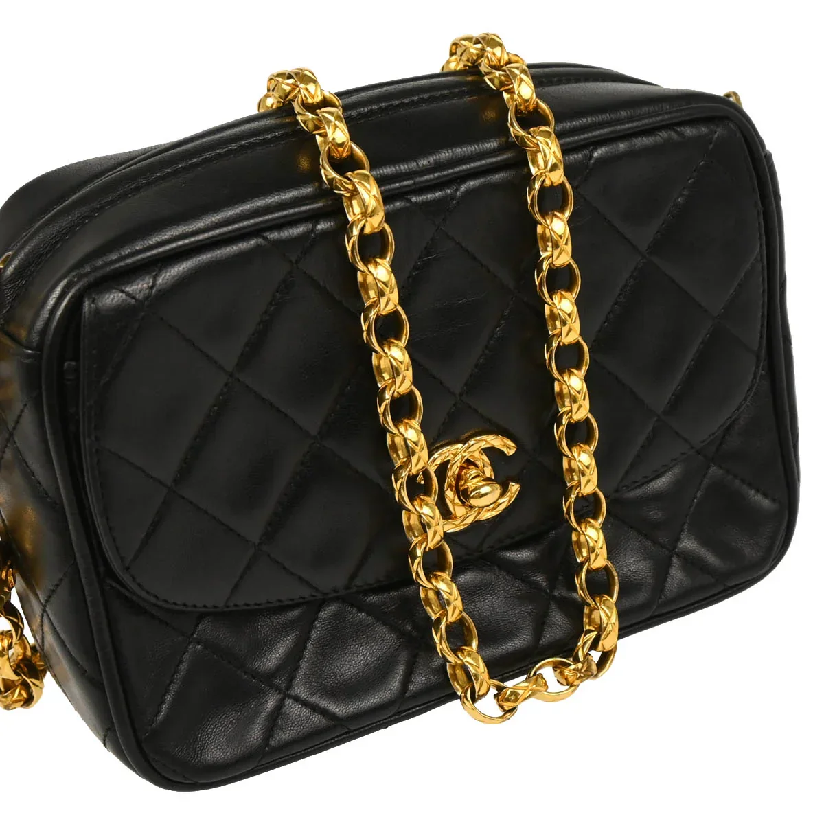 Chanel 1994-1996 Black Lambskin Camera Bag Mini - Image 3