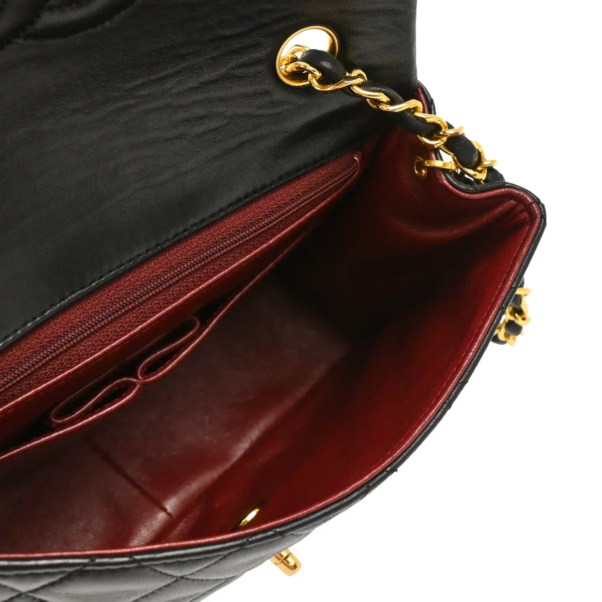 Chanel 1989-1991 Black Lambskin Classic Square Flap Shoulder Bag - Image 3