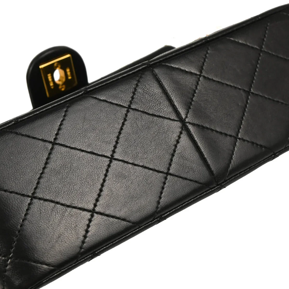Chanel 1989-1991 Black Lambskin Classic Square Flap Shoulder Bag - Image 4