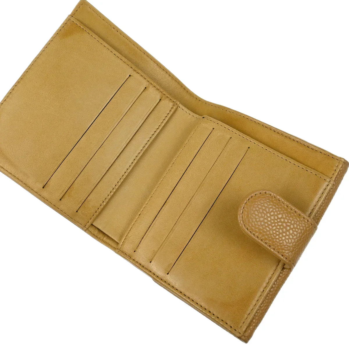 Chanel 2003-2004 Beige Caviar Bifold Wallet - Image 5