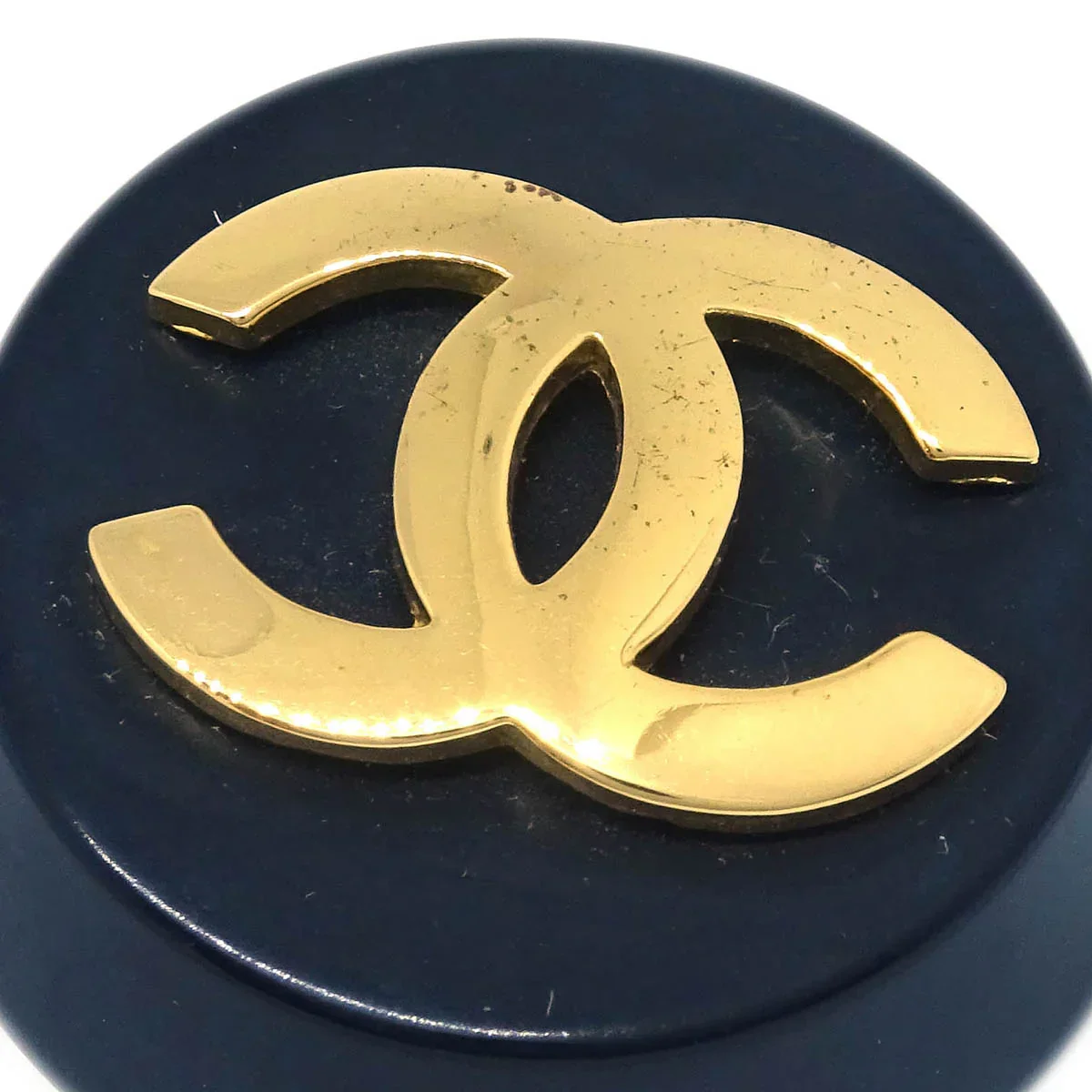 Chanel Gold Black Button Earrings Clip-On 26 - Image 2