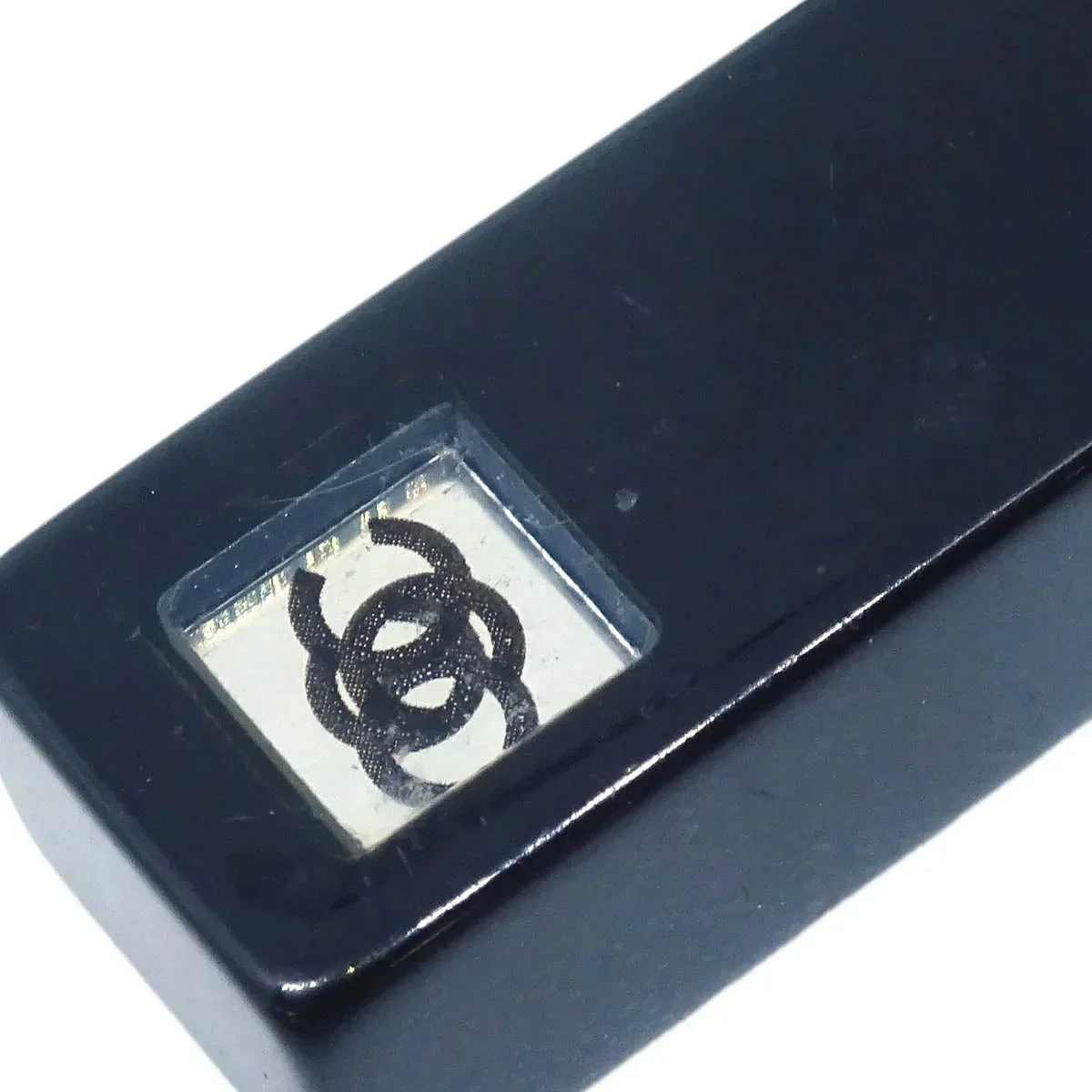 Chanel Dangle Piercing Earrings Black Silver 01P - Image 2