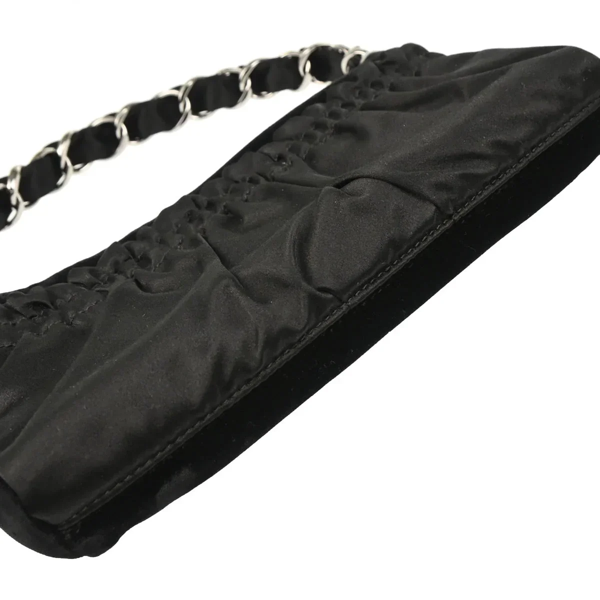 Chanel 2005-2006 Black Velvet Satin Handbag - Image 5