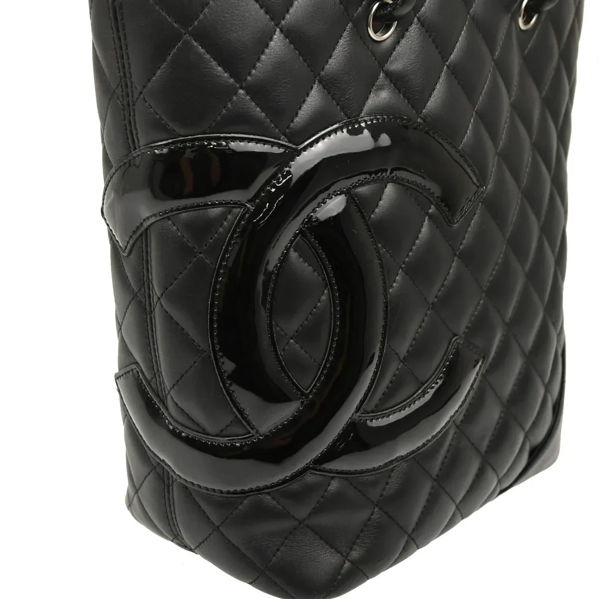 Chanel 2008-2009 Black Calfskin Cambon Ligne Tote Handbag - Image 3