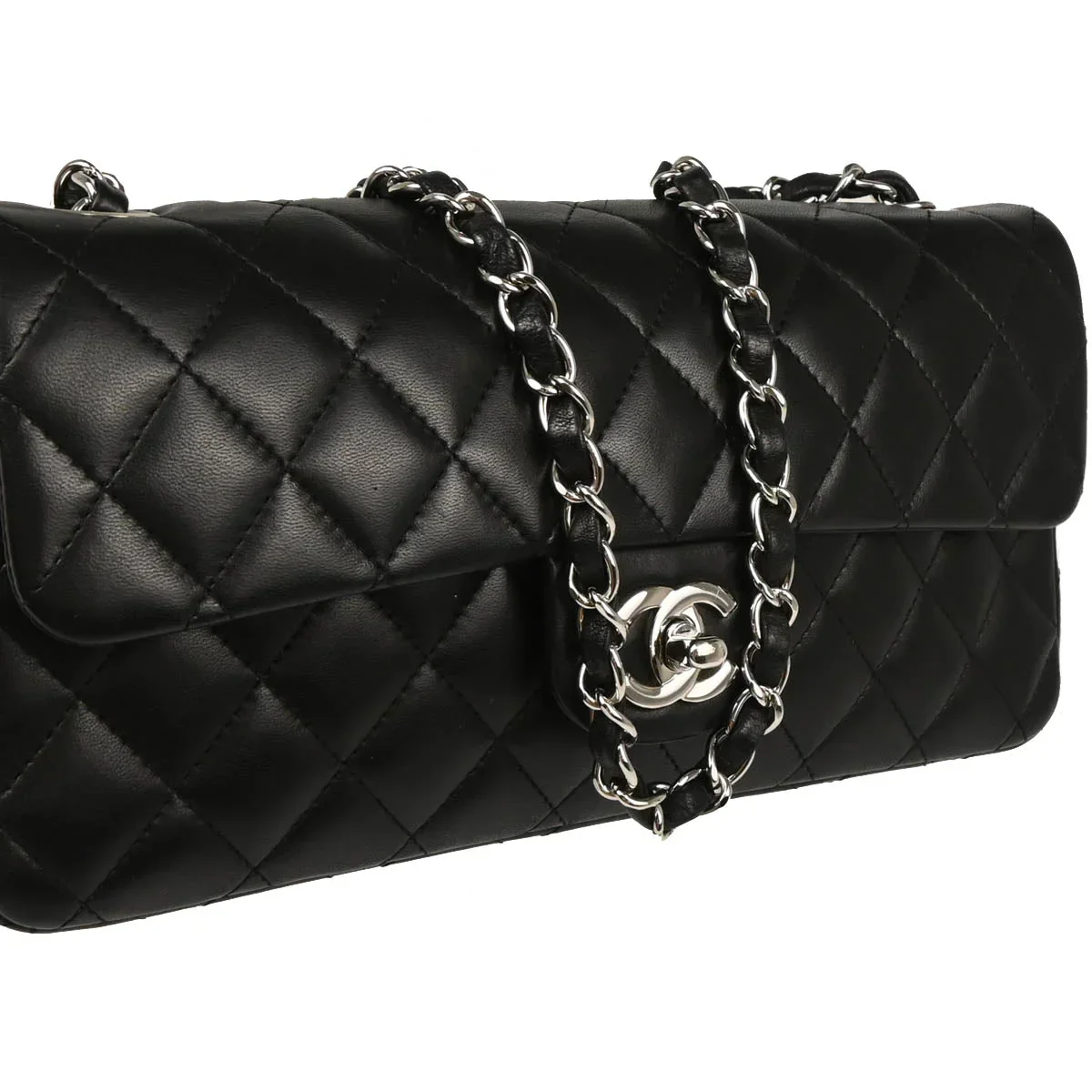 Chanel Black Lambskin East West Shoulder Bag - Image 3