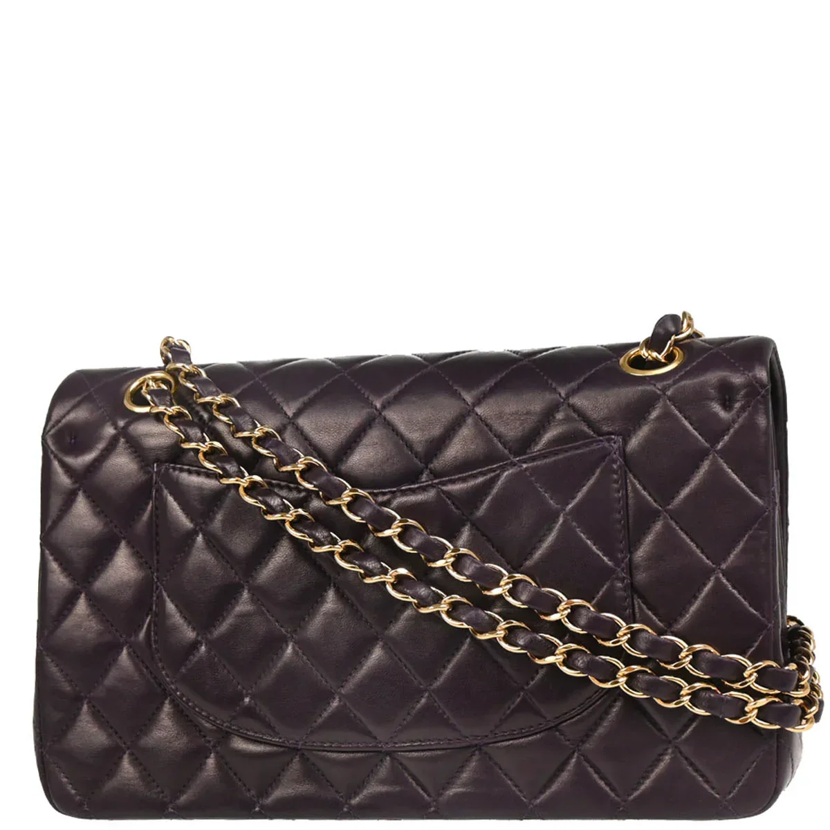 Chanel 2002-2003 Purple Lambskin Medium Classic Double Flap Shoulder Bag - Image 2