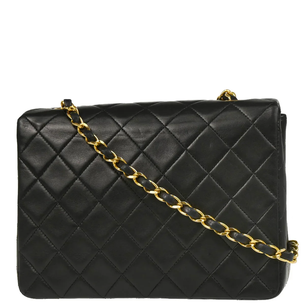 Chanel Black Lambskin Classic Square Flap Shoulder Bag - Image 2