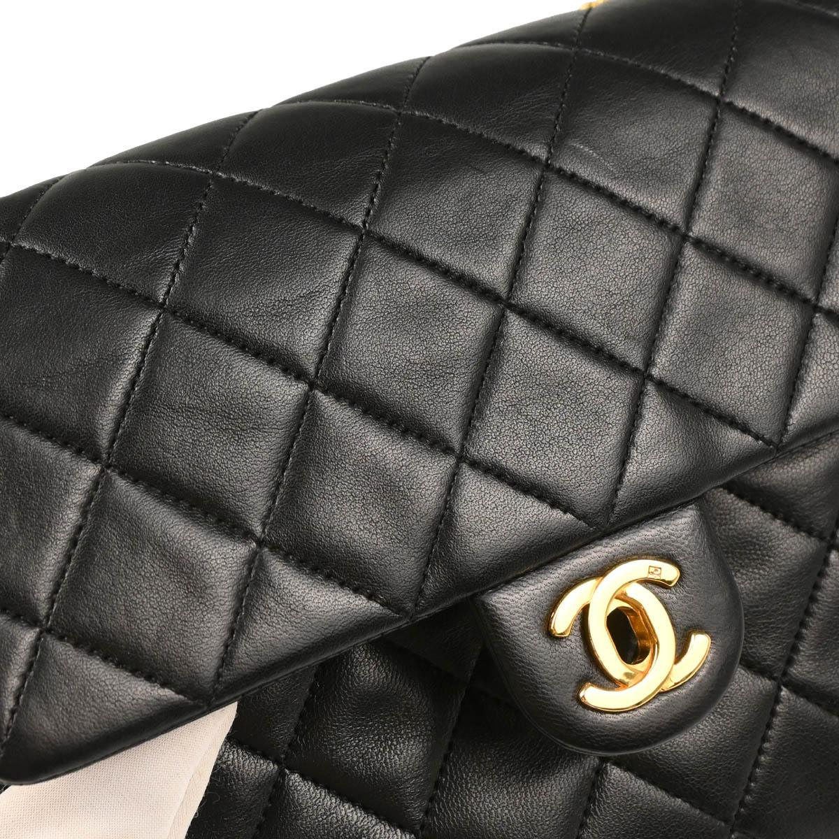 Chanel Black Lambskin Classic Square Flap Shoulder Bag - Image 6