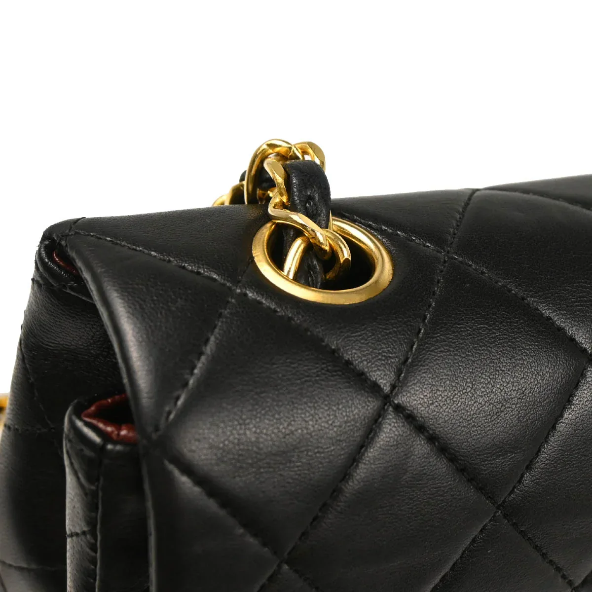Chanel Black Lambskin Classic Square Flap Shoulder Bag - Image 7