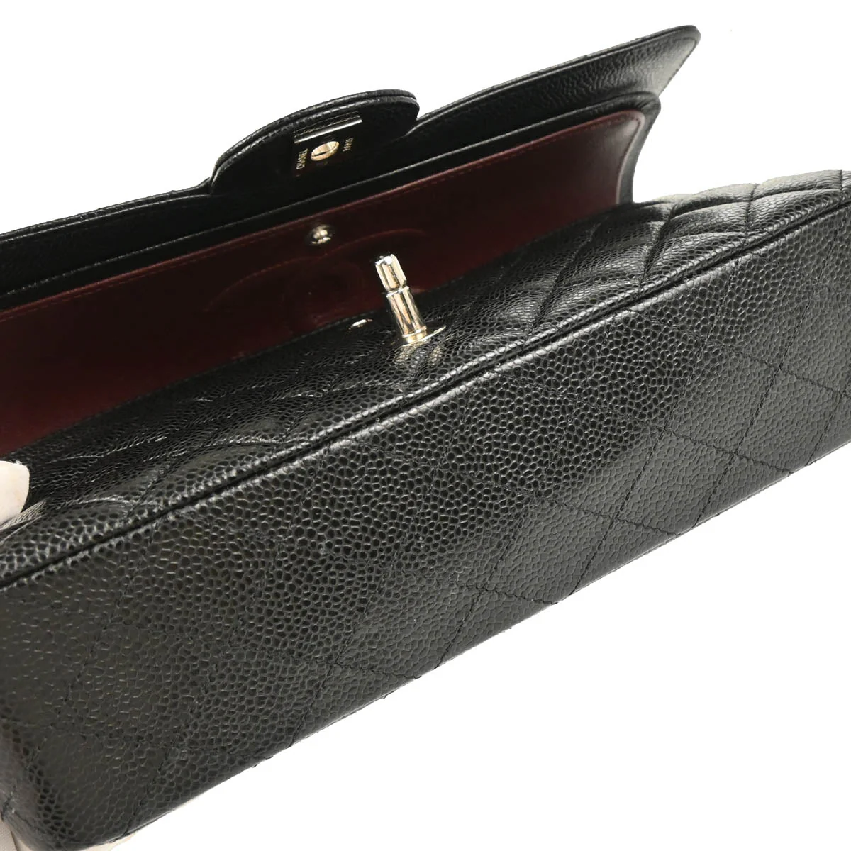 Chanel 2017-2018 Black Caviar Medium Classic Double Flap Shoulder Bag - Image 5