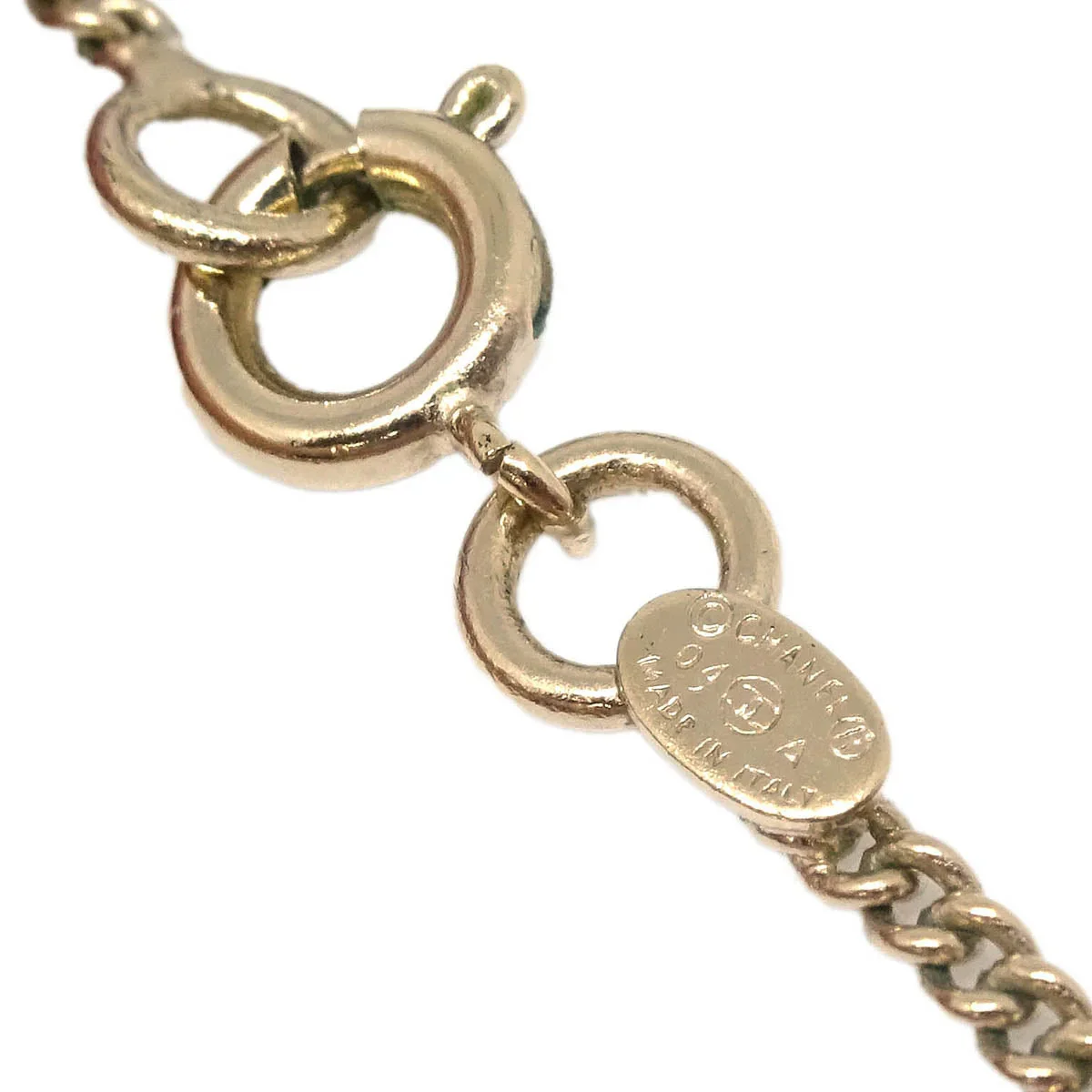 Chanel Lipstick Gold CC Pendant Necklace Rhinestone 04A - Image 4