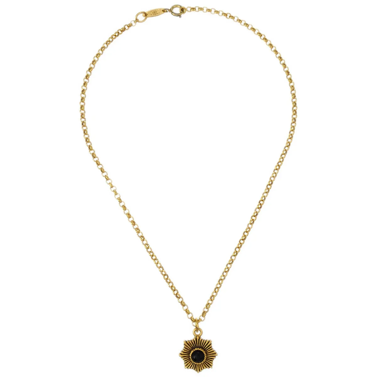 Chanel Stone Gold Chain Pendant Necklace 1984 - Image 2