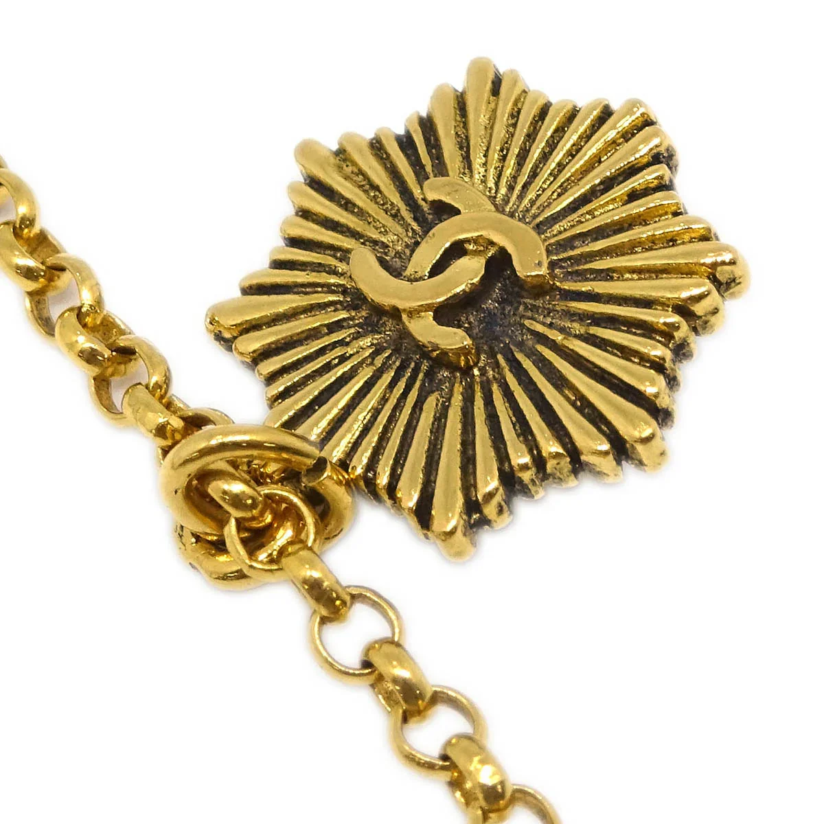 Chanel Stone Gold Chain Pendant Necklace 1984 - Image 3