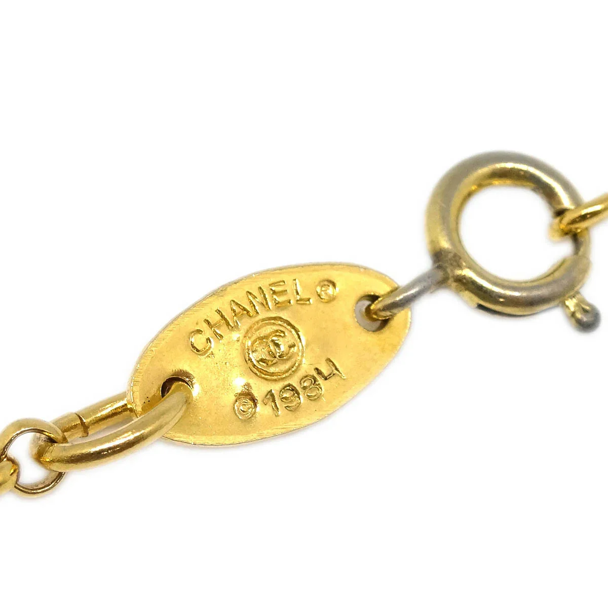 Chanel Stone Gold Chain Pendant Necklace 1984 - Image 4