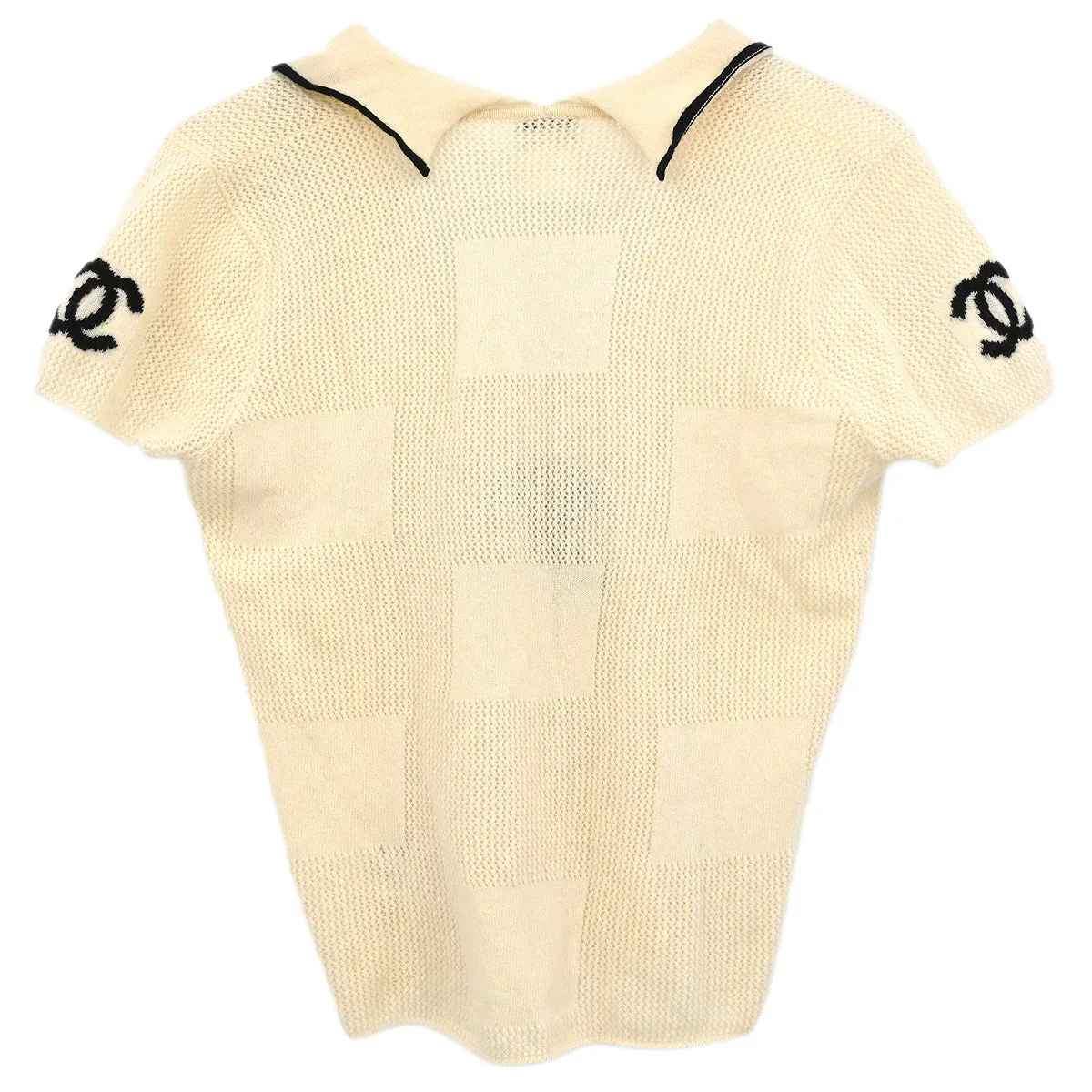 Chanel 2001 Short Sleeve Sweater Knit Top White #38 - Image 2