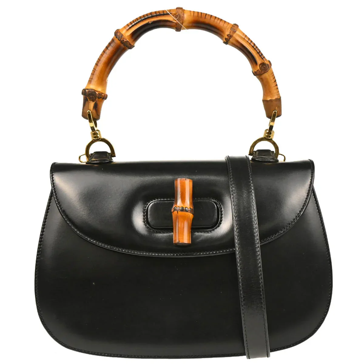 Gucci Black Bamboo 2way Shoulder Handbag