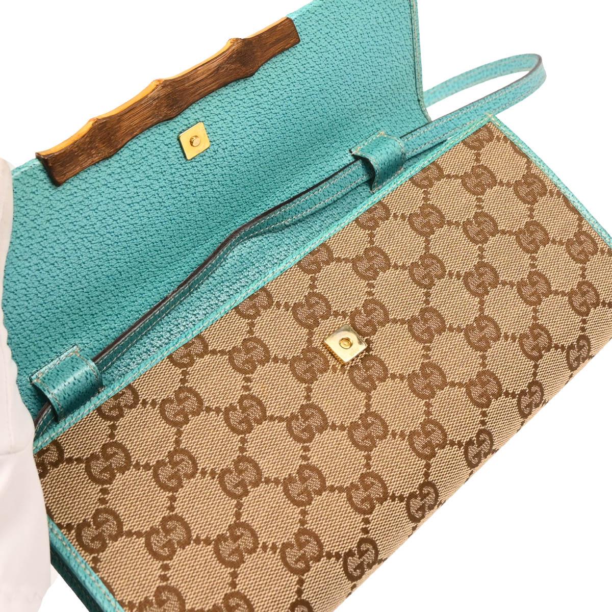 Gucci Brown Canvas Bamboo GG Shoulder Bag - Image 8