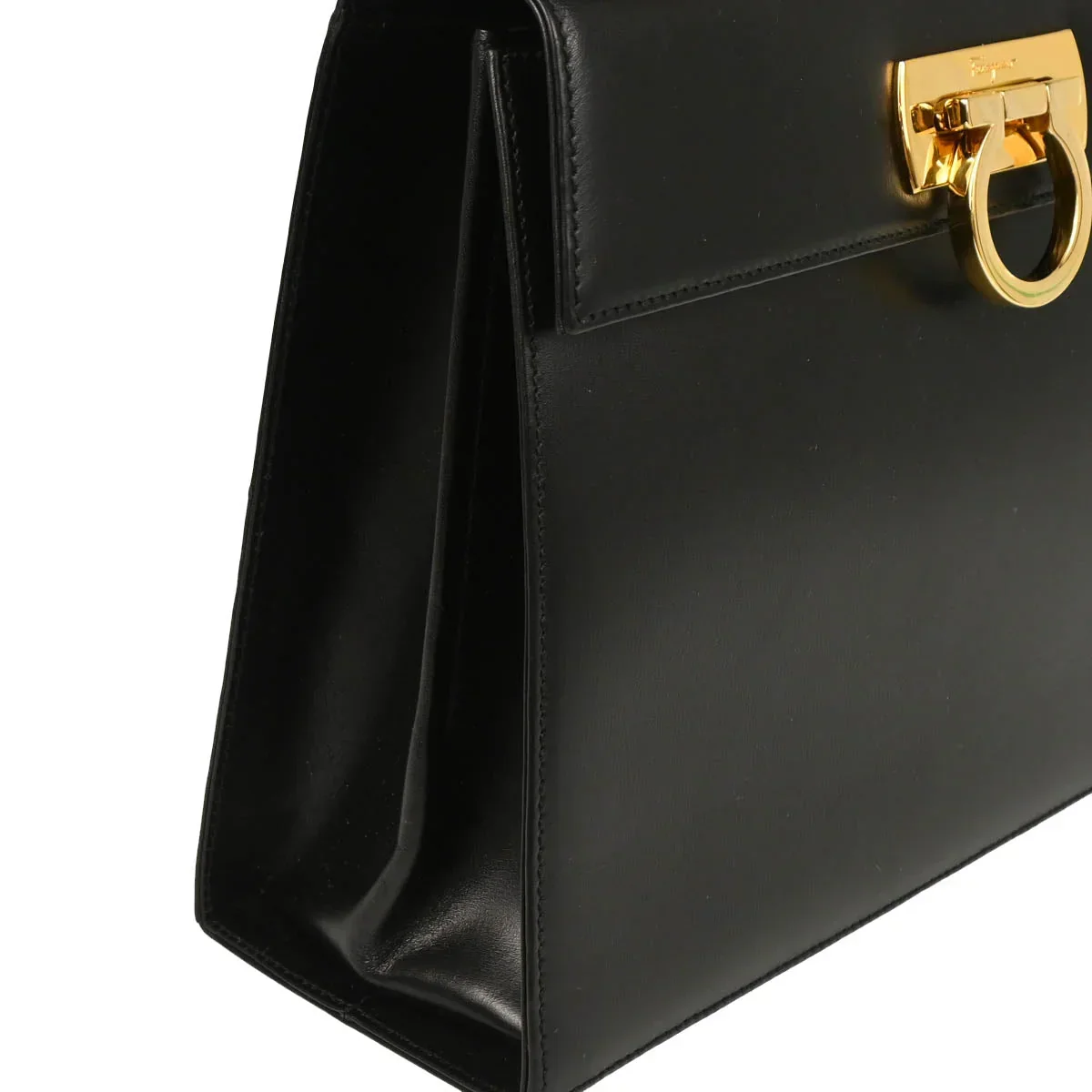 Salvatore Ferragamo Black Leather Gancini 2way Handbag - Image 3