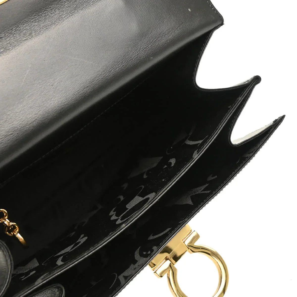 Salvatore Ferragamo Black Leather Gancini 2way Handbag - Image 4