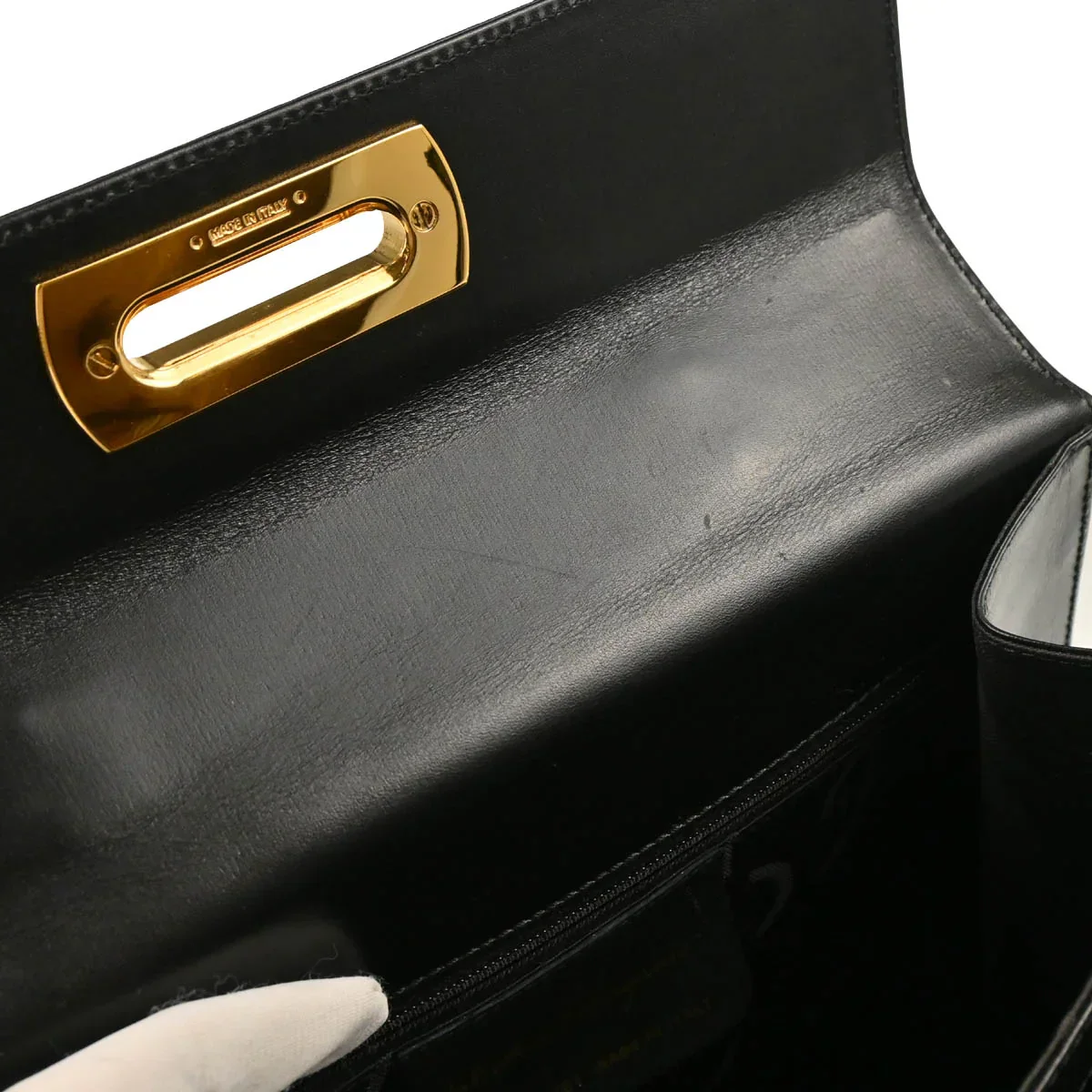 Salvatore Ferragamo Black Leather Gancini 2way Handbag - Image 9