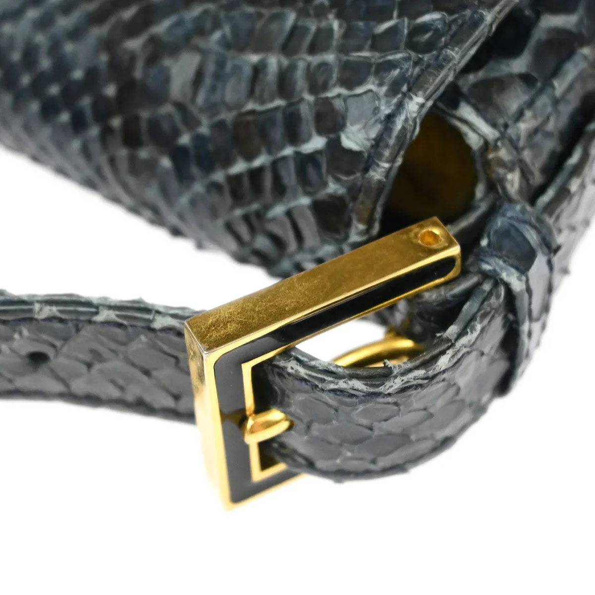 Fendi* 2008 Navy Python Baguette Handbag - Image 5
